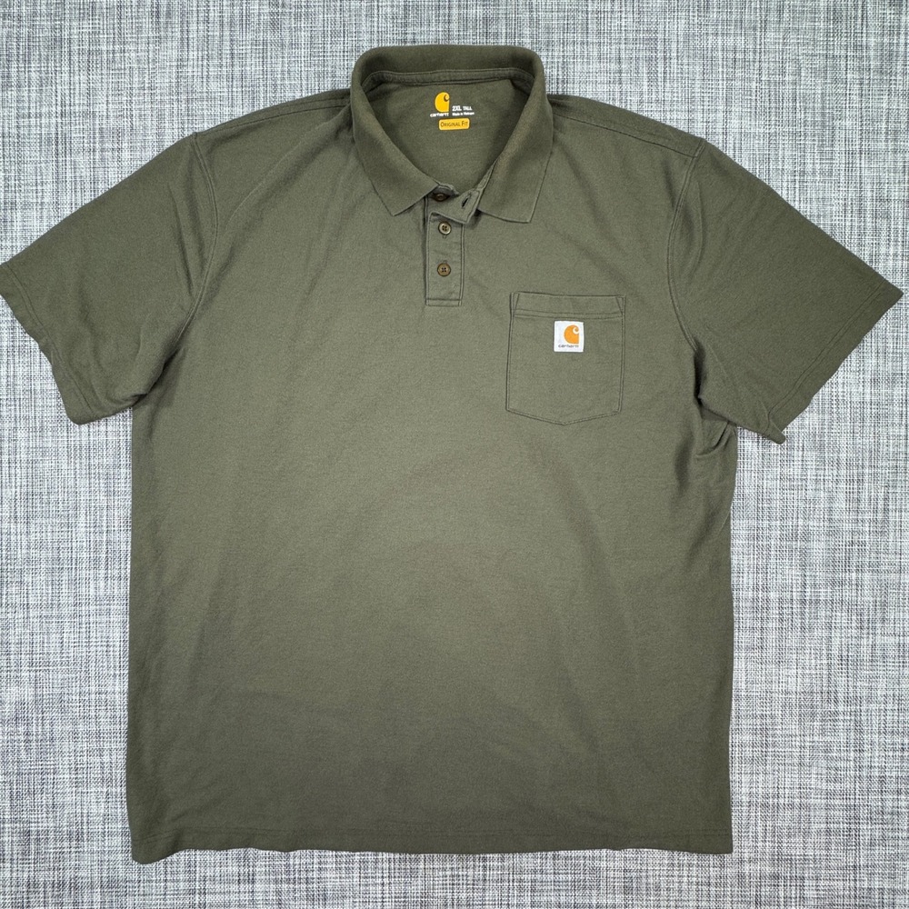 Carhartt Mens Polo Shirt K570 Original Fit Pocket Short Sleeve Moss Green 2XLT